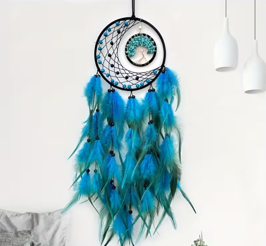 Atrapasueños luna y árbol turquesa - Imagen 2