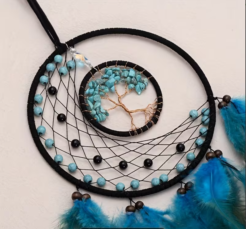 Atrapasueños luna y árbol turquesa - Imagen 3
