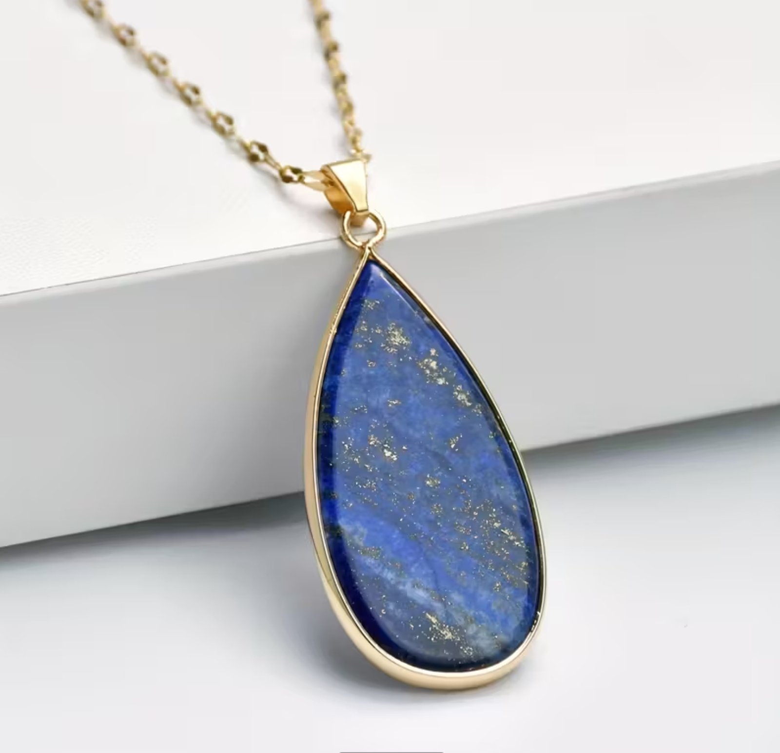 Collar gota lapislázuli natural - Imagen 4