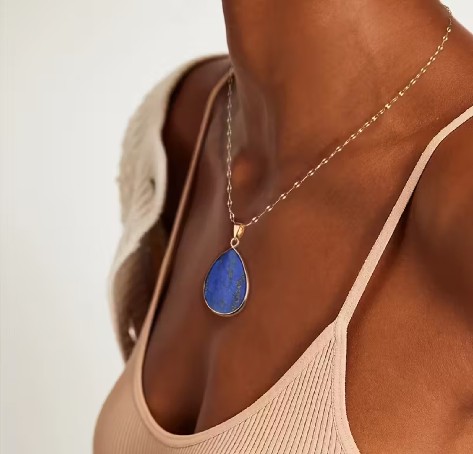 Collar gota lapislázuli natural - Imagen 2