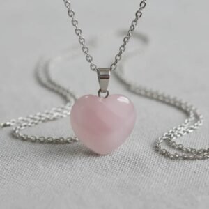 Collar corazón cuarzo rosa