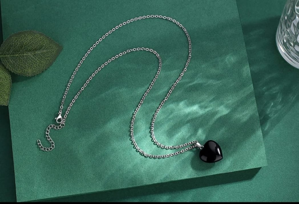 Collar corazón obsidiana - Imagen 2