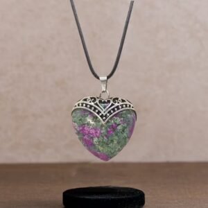 Collar corazón piedra flor