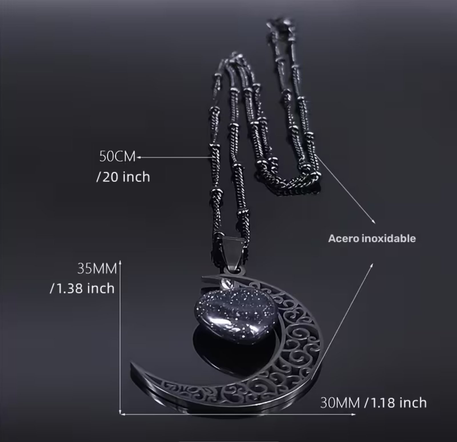 Collar luna dark y corazón - Imagen 4