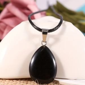 Collar obsidiana gota