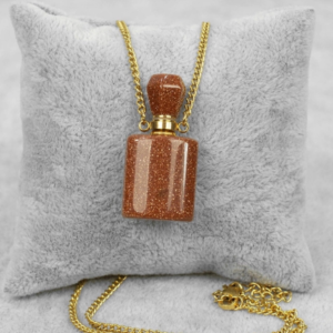 Collar perfumero aventurina café-oro