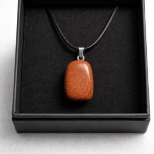 Collar piedra aventurina café-oro