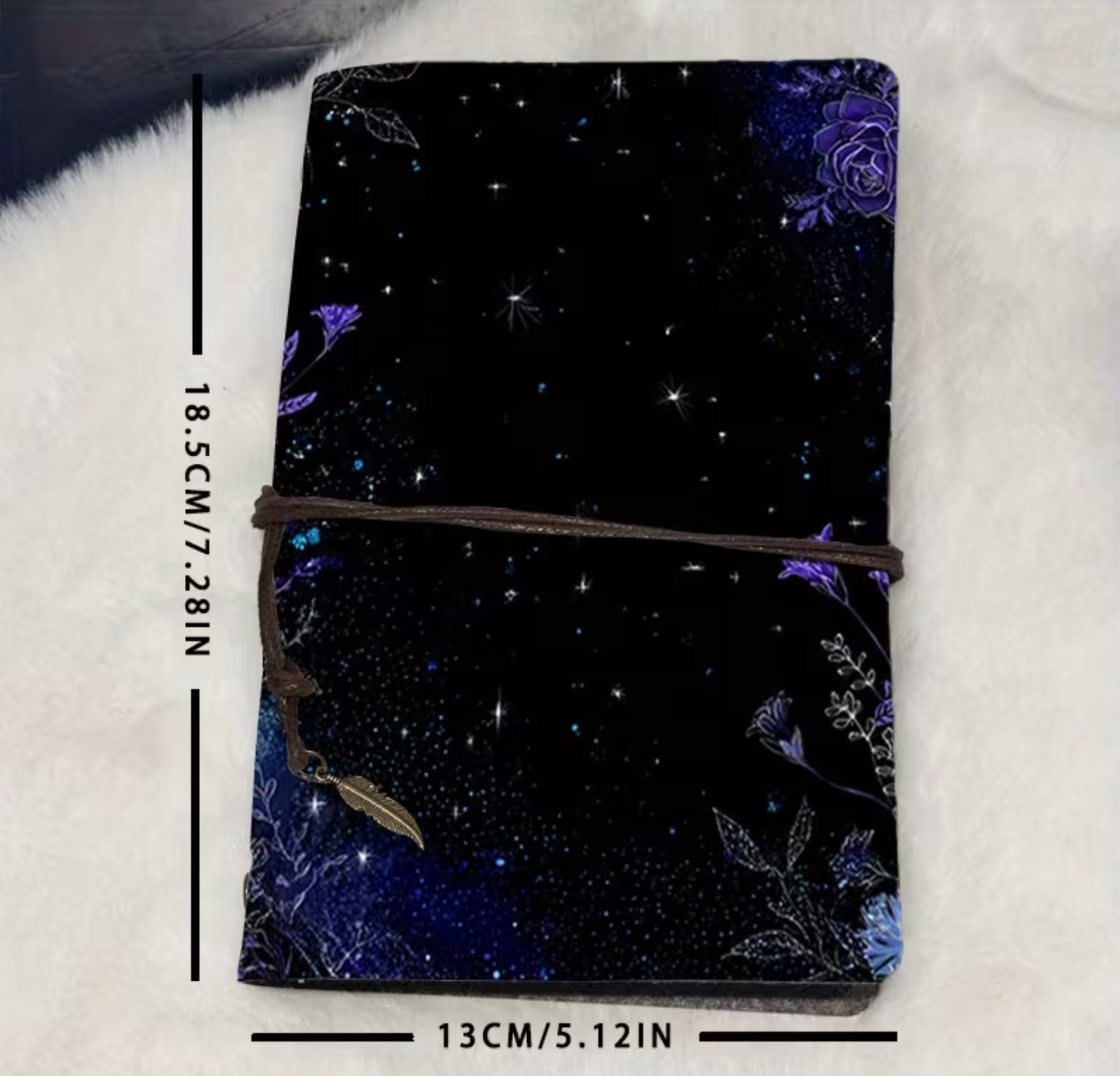 Cuaderno artesanal noche con flores violetas - Imagen 6