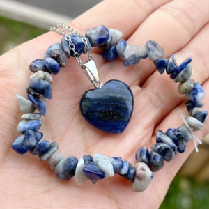 Collar de corazón y pulsera Sodalita
