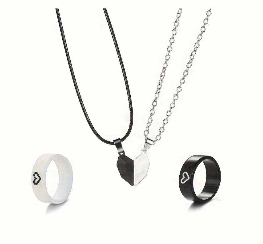 Juego de 6 piezas joyería pareja love minimalista - Imagen 2