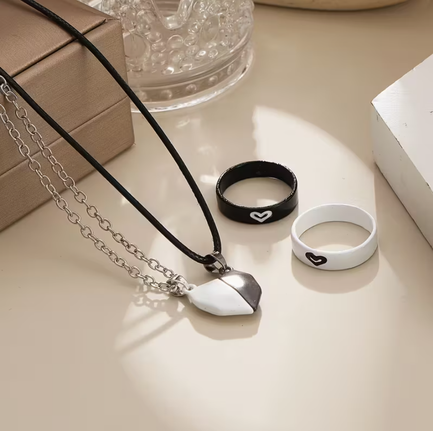 Juego de 6 piezas joyería pareja love minimalista - Imagen 8