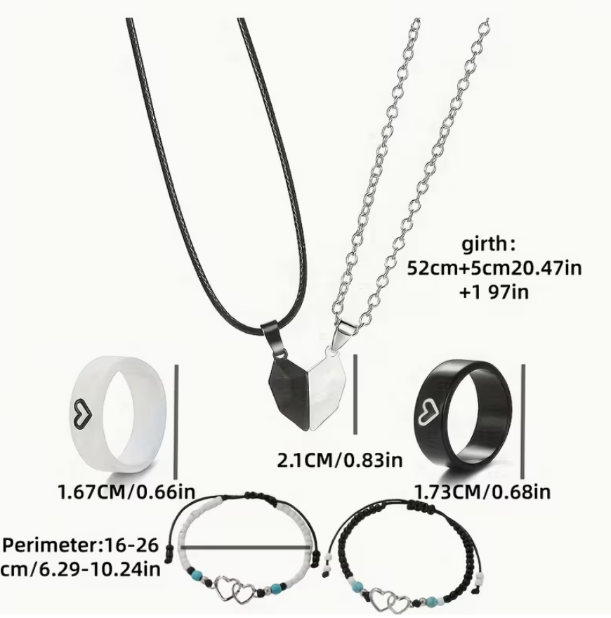 Juego de 6 piezas joyería pareja love minimalista - Imagen 9