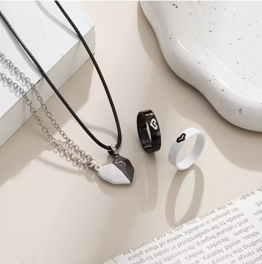 Juego de 6 piezas joyería pareja love minimalista - Imagen 3