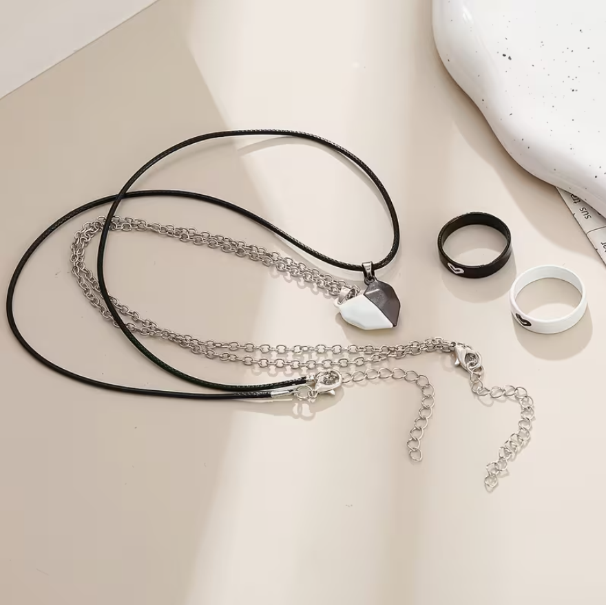 Juego de 6 piezas joyería pareja love minimalista - Imagen 7