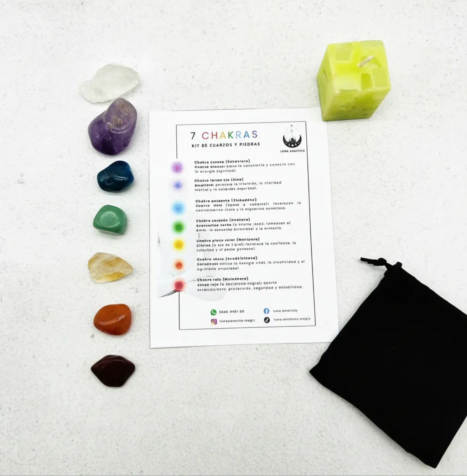 Kit de 7 Cuarzos y piedras naturales-Siete Chakras