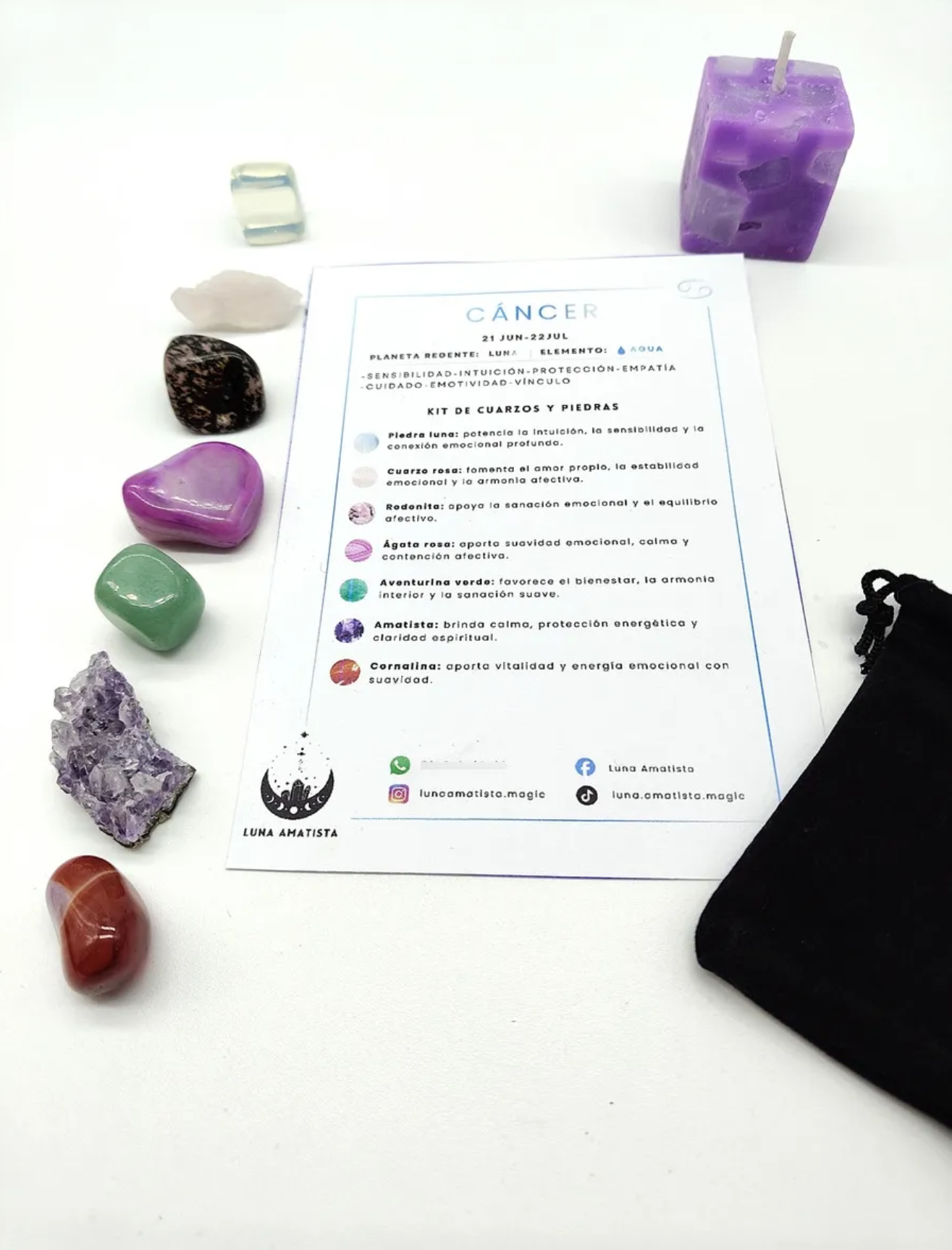 Kit de 7 Cuarzos y piedras naturales Cáncer
