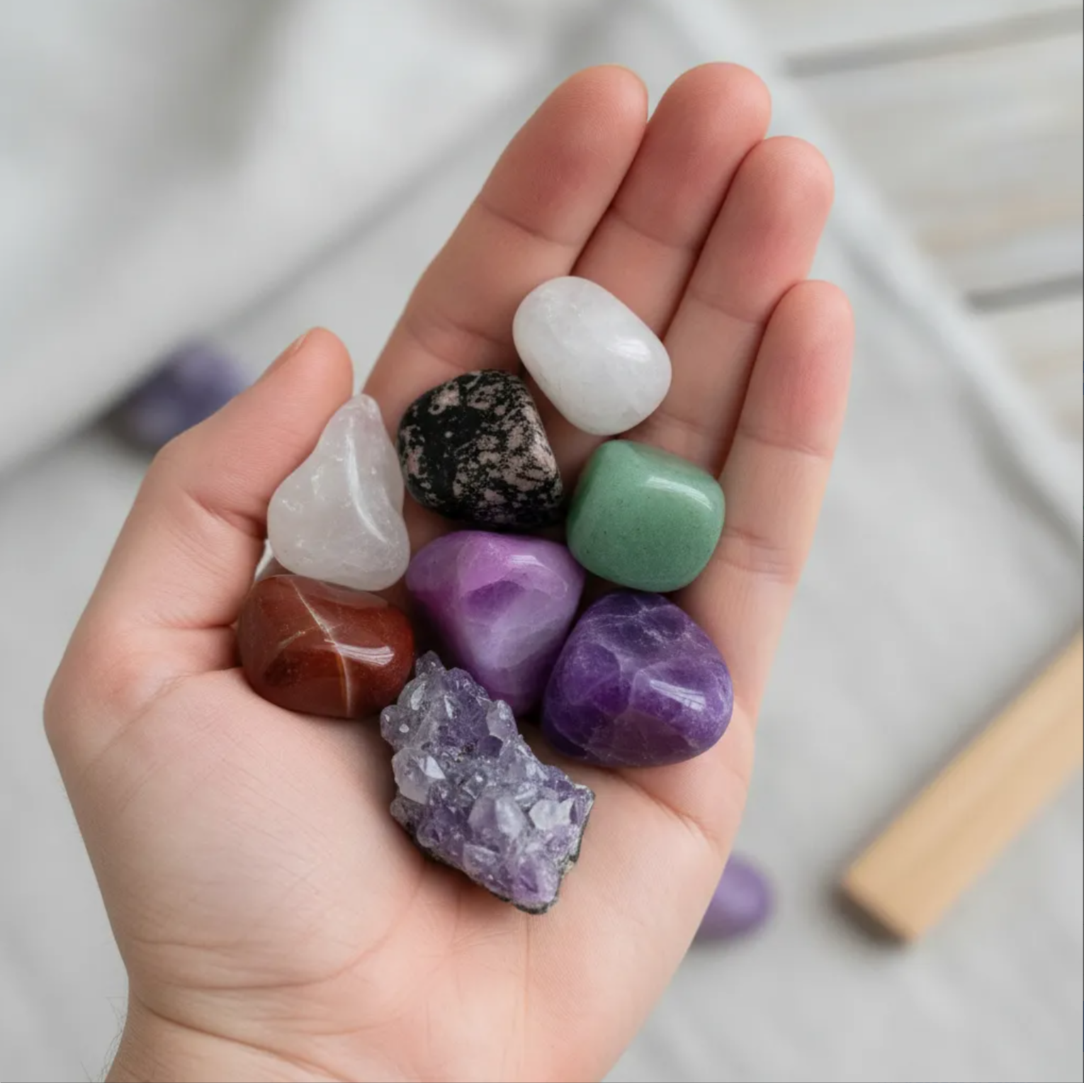 Kit de 7 Cuarzos y piedras naturales Cáncer - Imagen 4