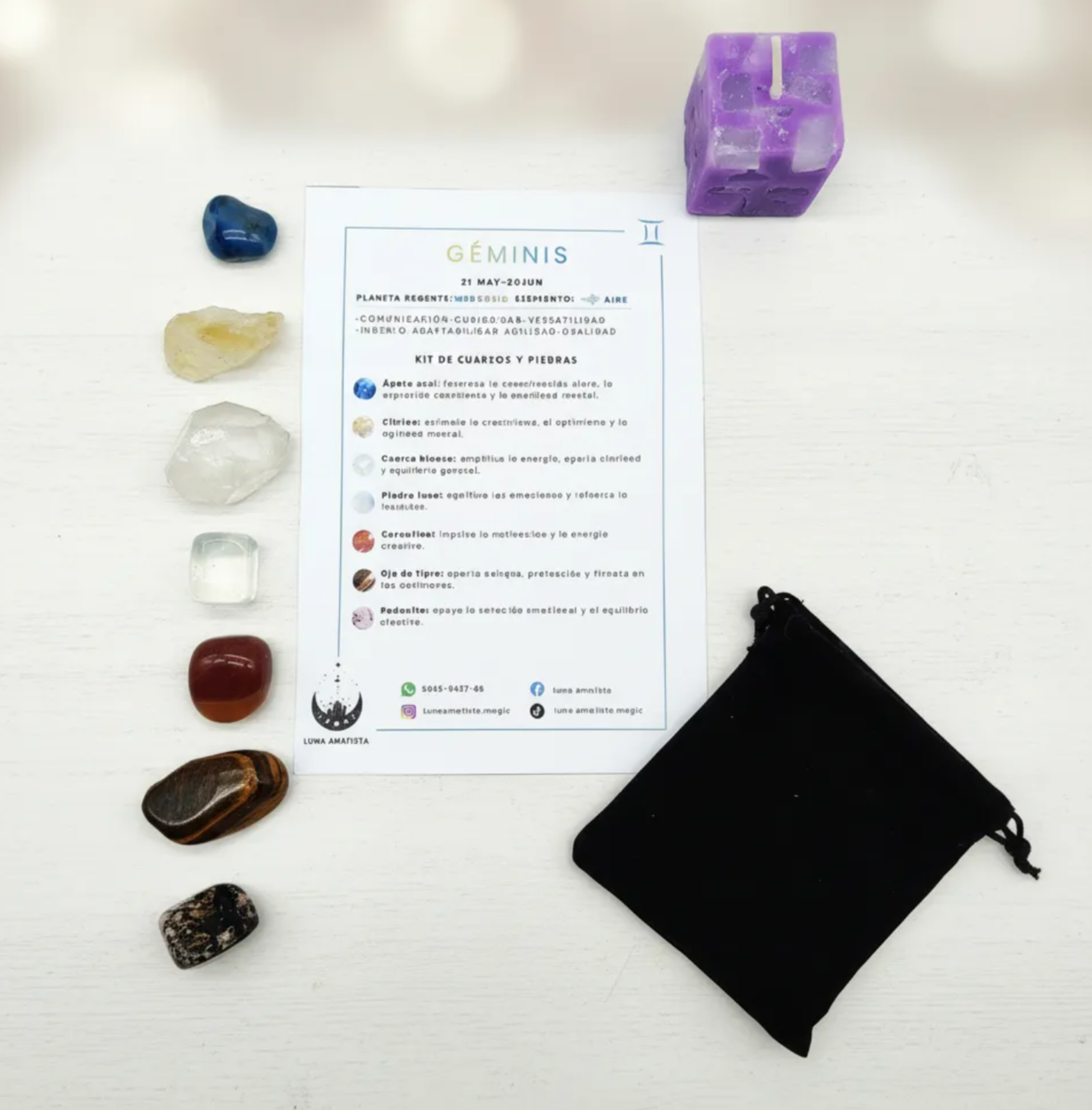 Kit de 7 Cuarzos y piedras naturales Géminis