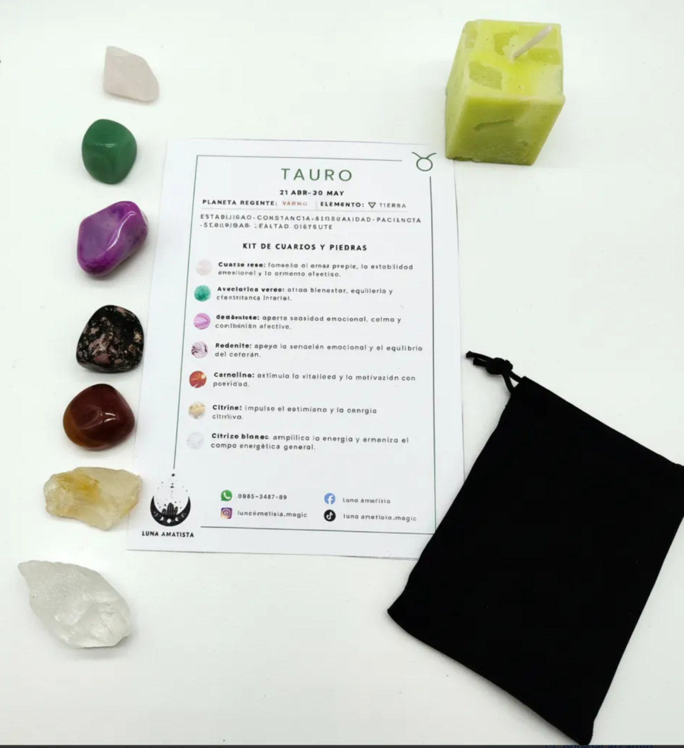 Kit de 7 Cuarzos y piedras naturales Tauro - Imagen 5