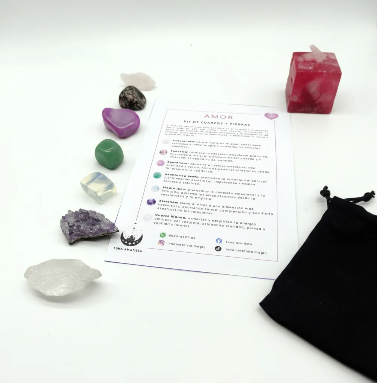 Kit de 7 Cuarzos y piedras naturales Amor - Imagen 3