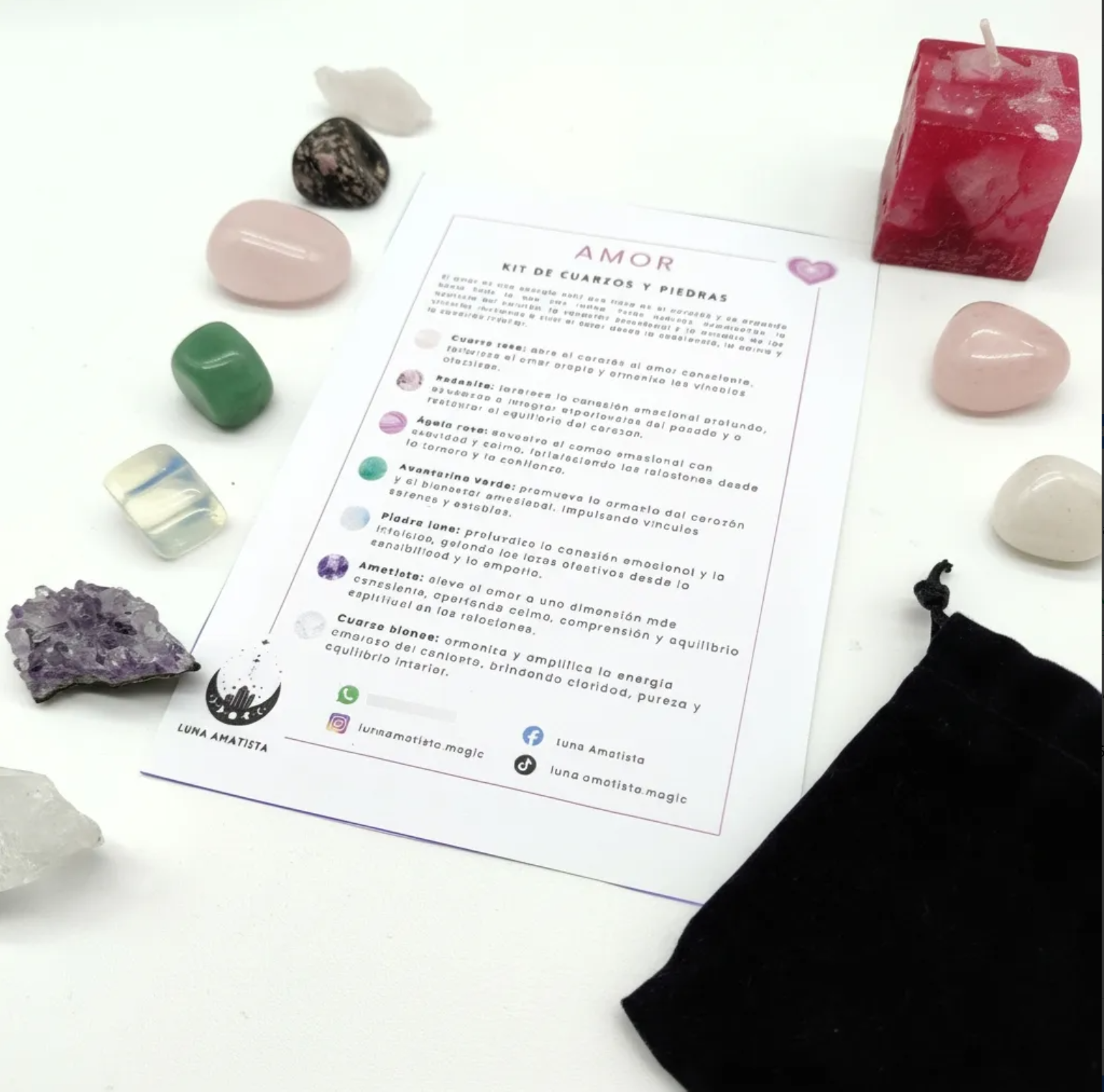 Kit de 7 Cuarzos y piedras naturales Amor - Imagen 5