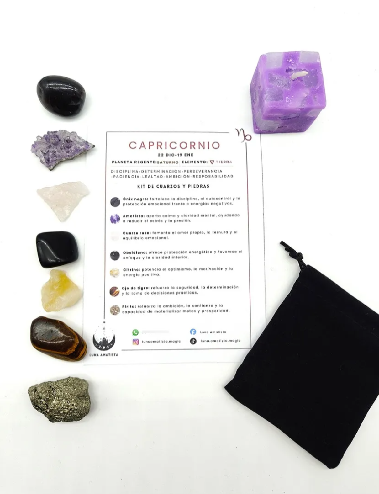 Kit de 7 Cuarzos y piedras naturales Capricornio - Imagen 3