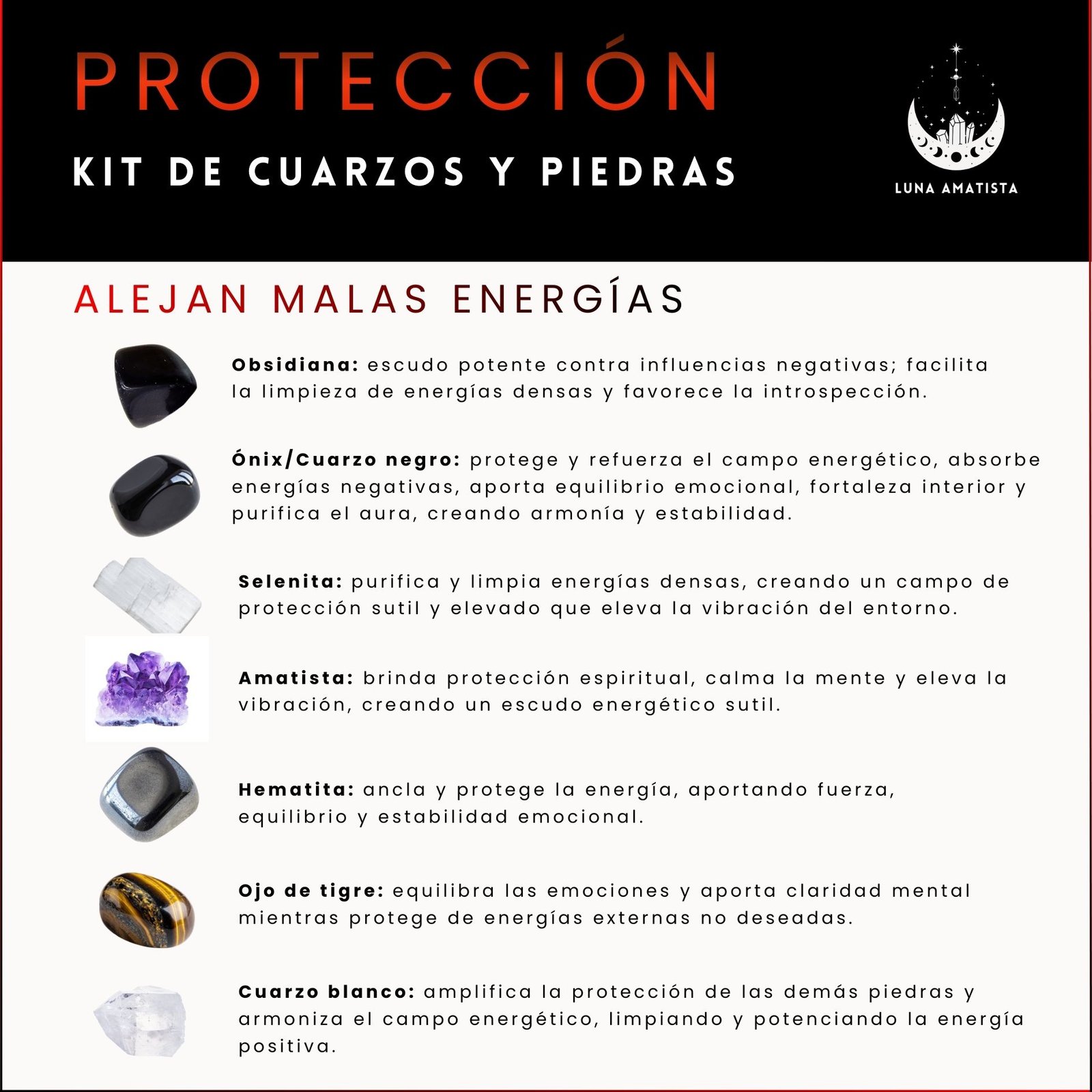 Kit de 7 Cuarzos y piedras naturales Protección - Imagen 2
