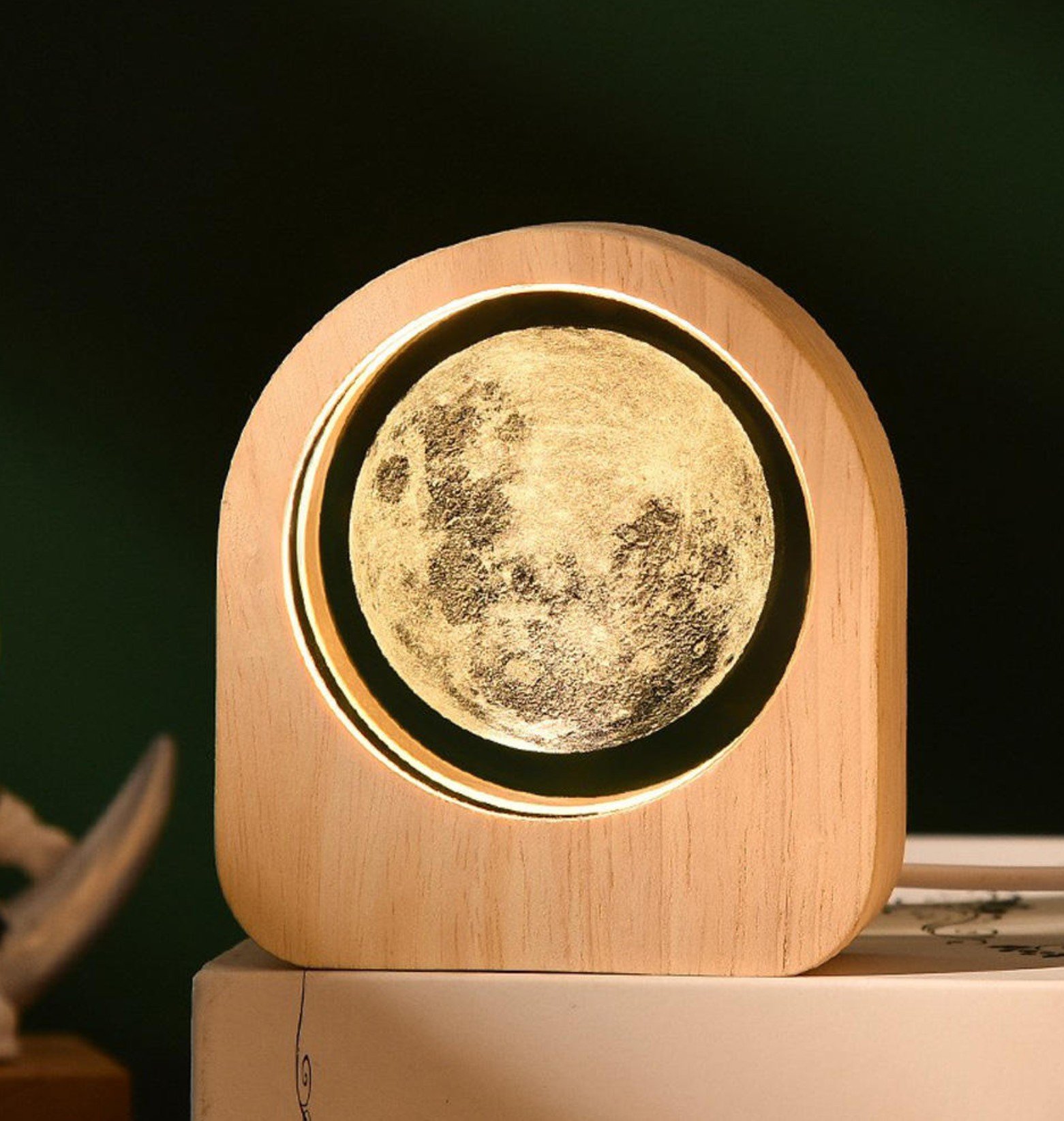 Lámpara 3D cristal-Luna