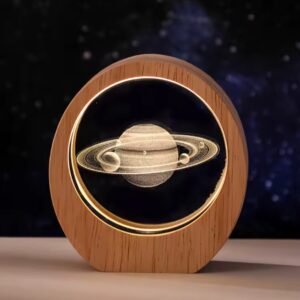 Lámpara 3D  cristal-Saturno