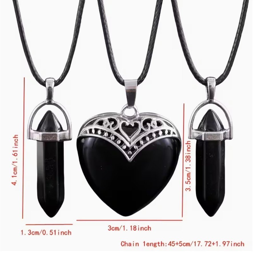 Set Emperatriz 3 collares de Obsidiana - Imagen 3