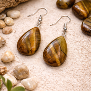 Aretes ojo de tigre en forma de gota
