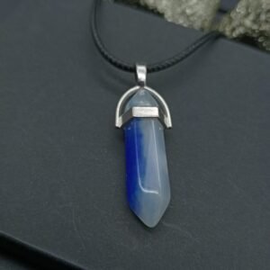 Collar péndulo cuarzo azul con blanco  