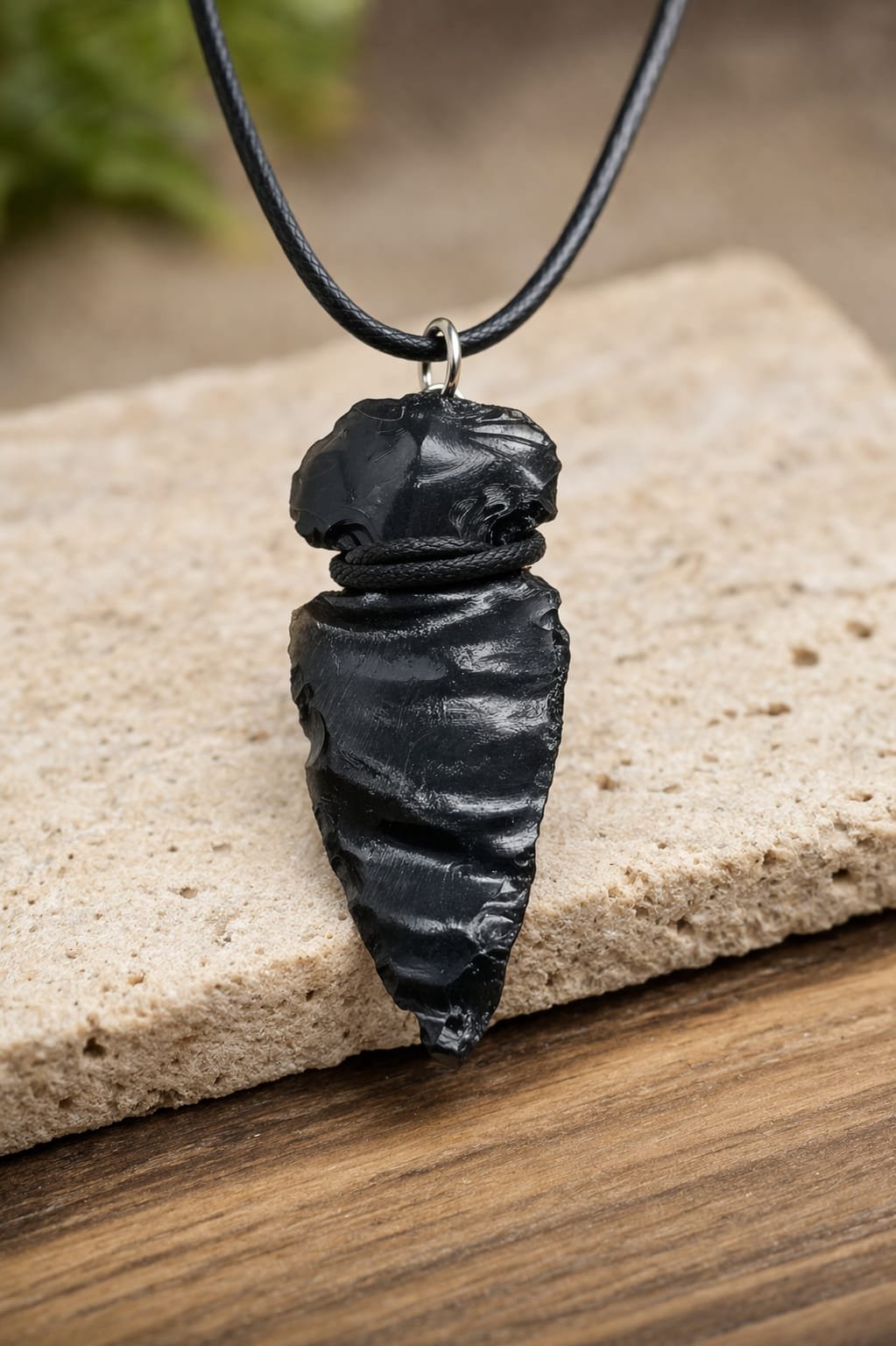 Collar obsidiana rustica hacha - Imagen 2