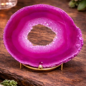 Laja agata rosa con cristales