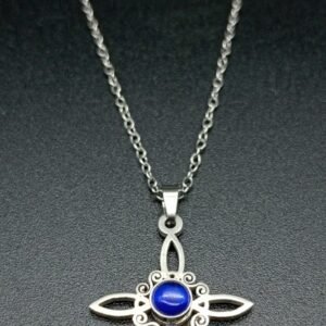 Collar nudo de bruja con cuarzo azul 
