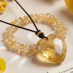 Conjunto collar corazón y pulsera citrino