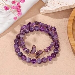 Set 2 pulseras mariposa amatista