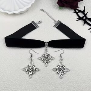 Conjunto de gargantilla y aretes nudo de bruja