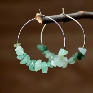 Pendientes de aro aventurina verde