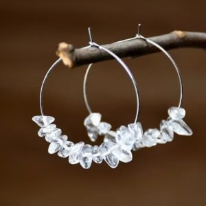 Pendientes de aro cuarzo blanco