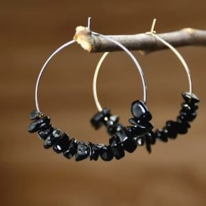 Pendientes de aro obsidiana