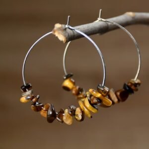 Pendientes de aro ojo de tigre