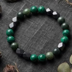 Pulsera malaquita y cuentas artesanales