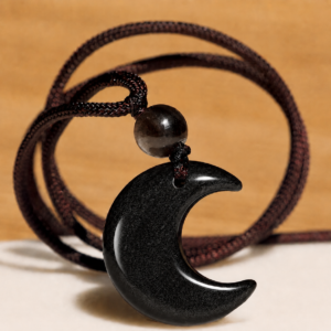 Collar luna de obsidiana dorada