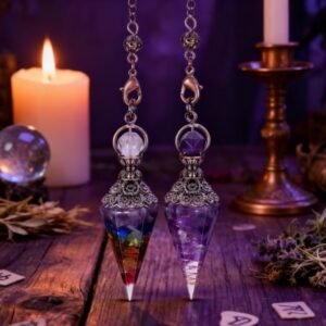 Set de 2 péndulos: amatista y 7 chakras